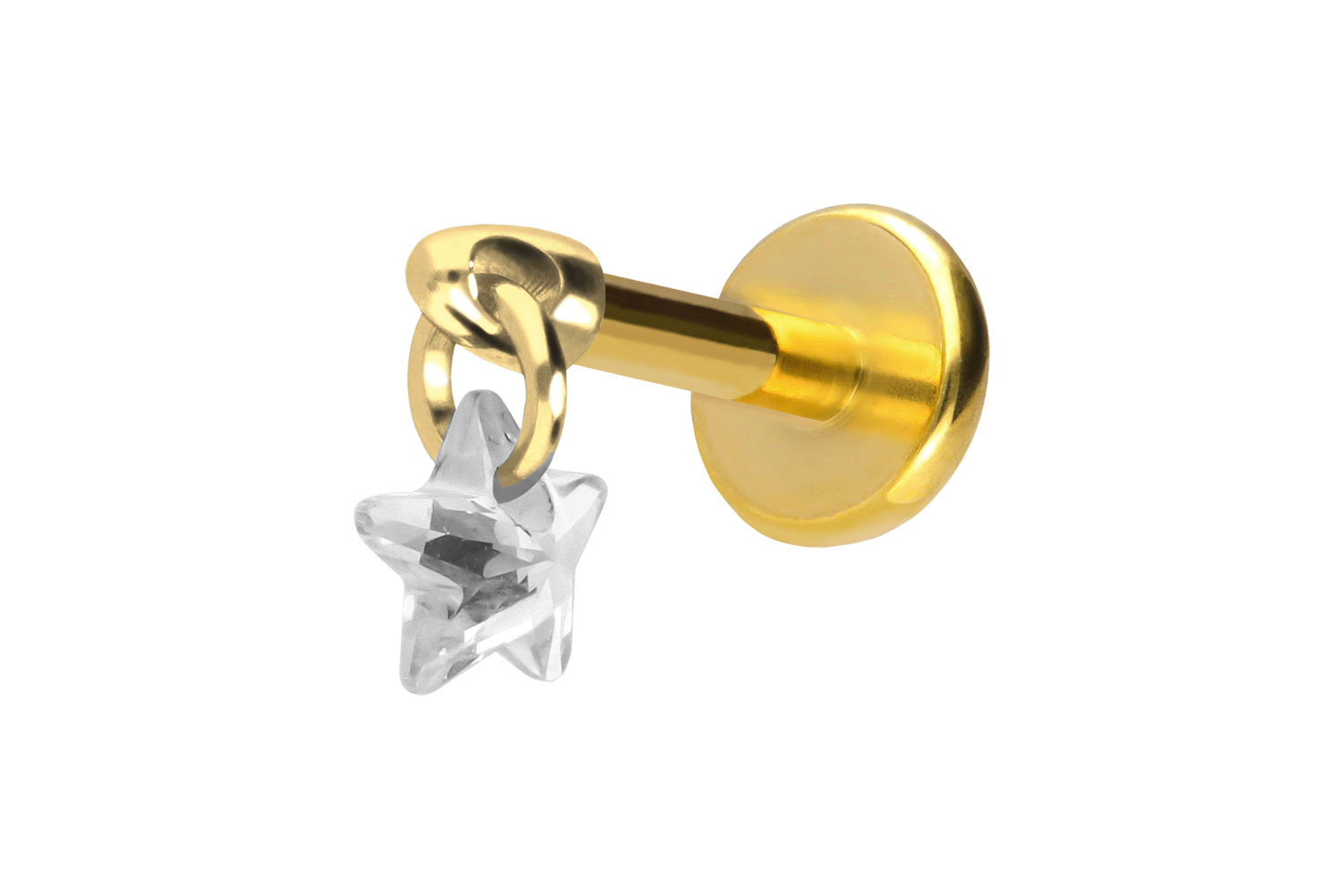 Titan Labret Piercing mit Push Fit KRISTALLSTERN